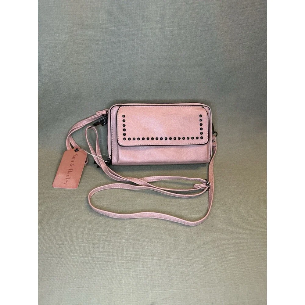 Sam and Hadley Faux Leather Crossbody Bag Pink
